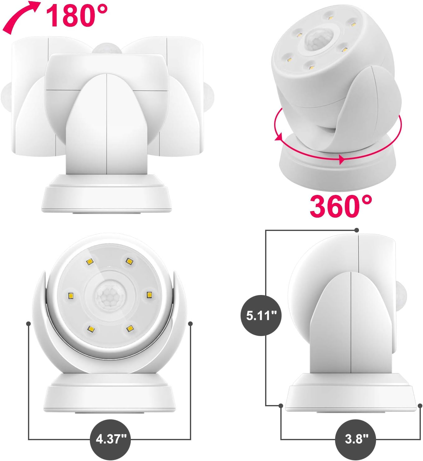HONWELL Battery Operated Motion Sensor Light Outdoor Wireless Waterproof Spotlight Motion Detector Security Light