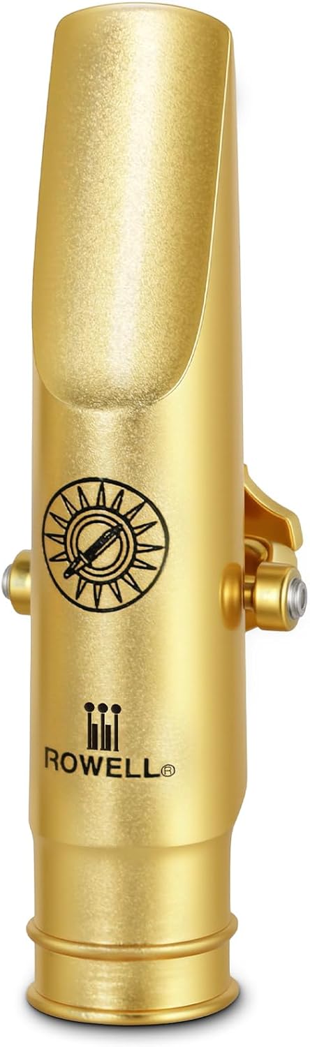 ROWELL Alto Saxophone Metal Mouthpiece Jazz Sax Mouthpiece- 5-Level Adjustable Ligature & Protective Cap Rich Full Tone -Ideal for Jazz, Bebop