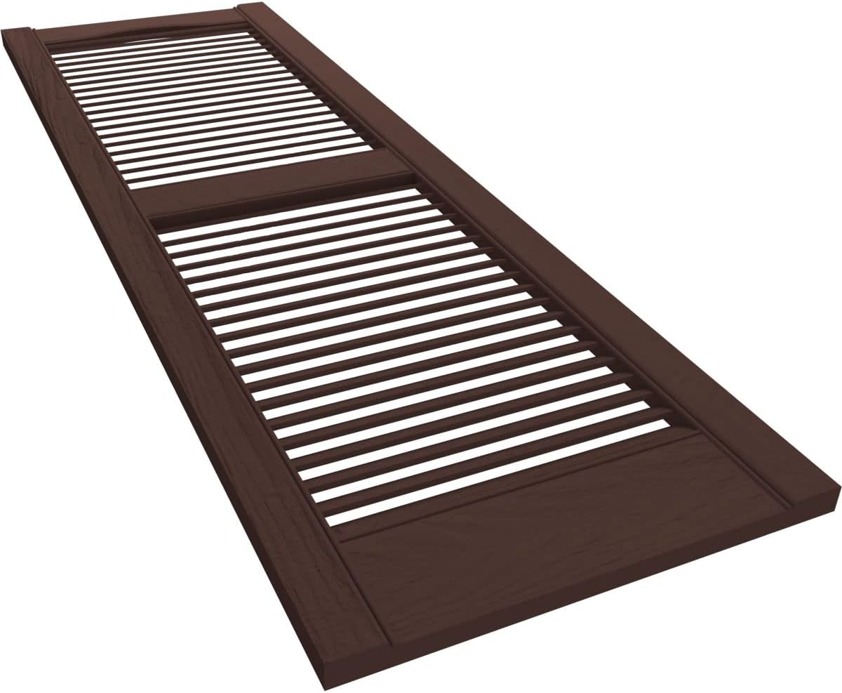 Ekena Millwork Lifetime Vinyl LL1S14X03900FB Standard Cathedral Top Center Mullion, Open Louver Vinyl Shutters