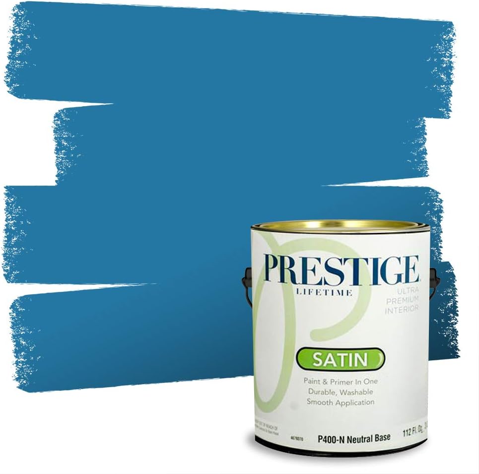 PRESTIGE Paints Exterior Paint and Primer In One, 1-Gallon, Semi-Gloss, Comparable Match of Sherwin Williams* Nifty Turquoise*