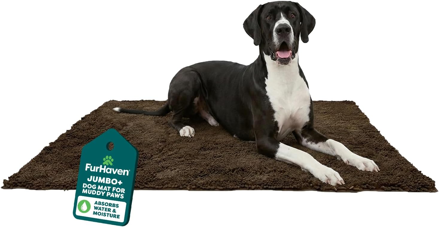 Furhaven 60" x 48" Highly Absorbent Dog Door Mat for Muddy Paws, 100% Washable, Perfect for Entryway, Kitchen