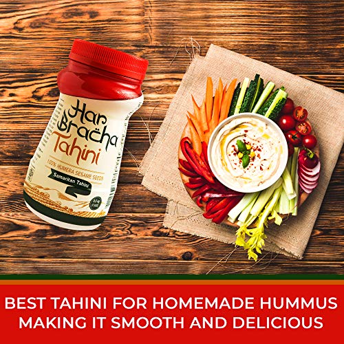 Har Bracha Tahini Paste (17.6 oz). 100% Natural, Vegan Friendly & Kosher Pure Ground Tahina Sauce. Raw Roasted Sesame Seeds for Oriental Dips