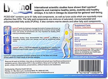 Pharma Lyprinol® Pcso-524® 200 Capsules New Zealand Green Lipped Mussel Extract Oil Joint Health Support & Mobility