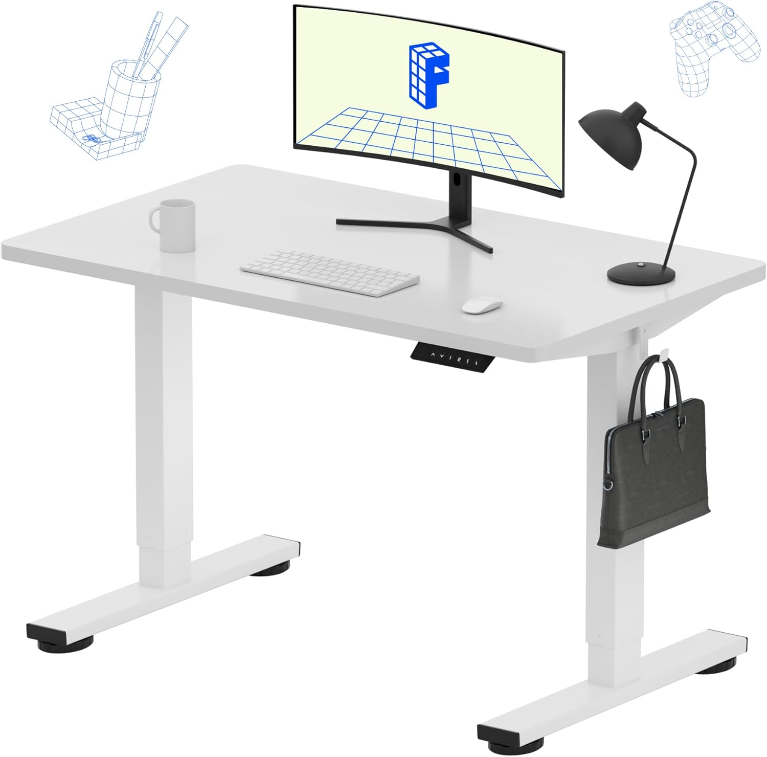 FLEXISPOT EN1 One-Piece Standing Desk, Electric Adjustable with 4 Memory Presets, 176 LBS Capacity, Stable & Quiet