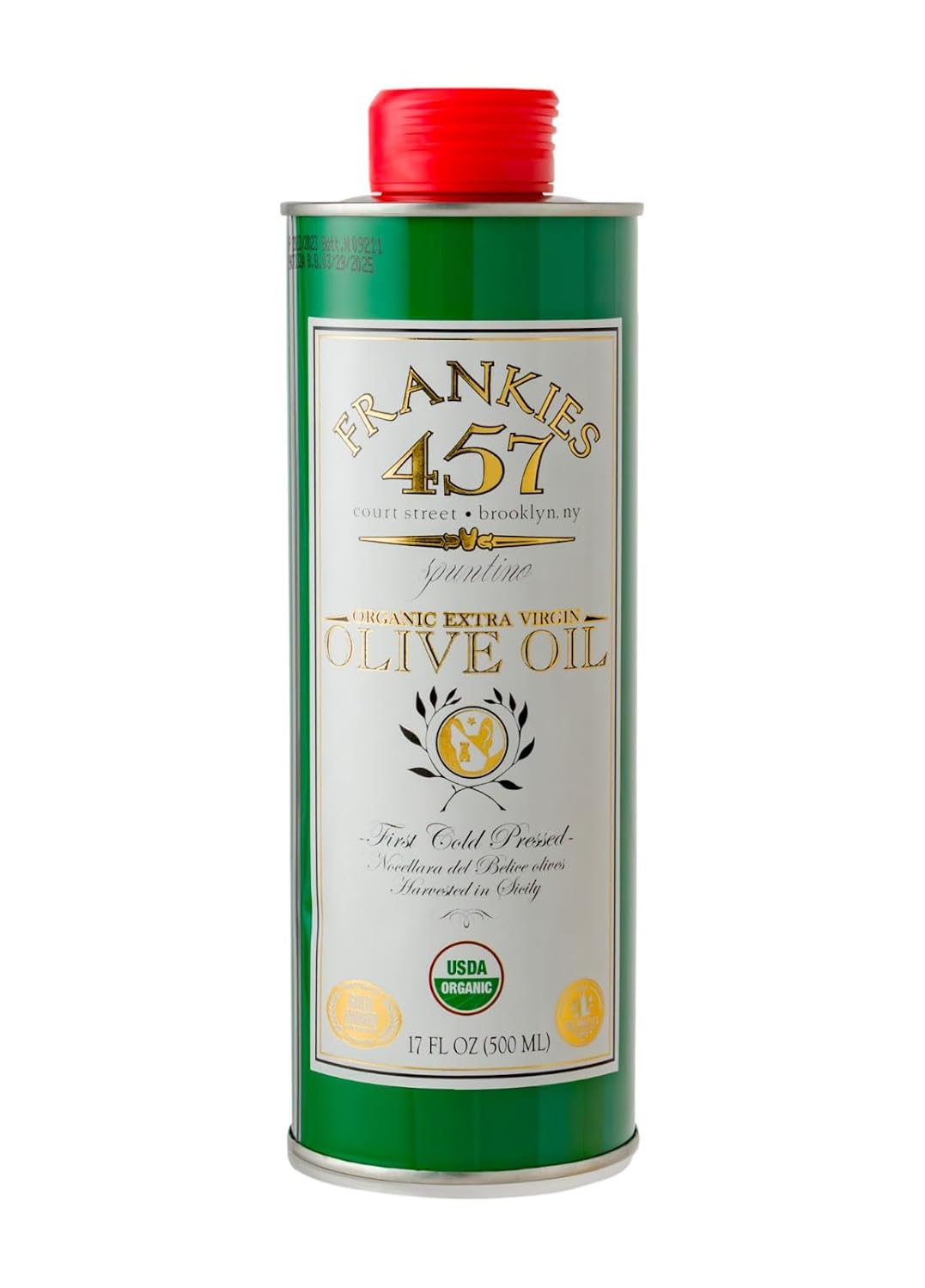 Frankies 457 Organic Extra Virgin Olive Oil, 33.8 fl oz (1L) | Premium 100% Castelvetrano Olive Oil, High Polyphenol, First Cold Pressed, Early Harvest in Sicily