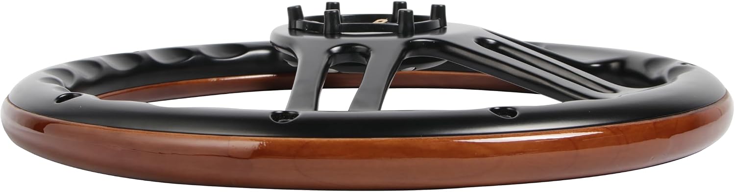 14" Billet Black Aluminum Steering Wheel w/Real Mahogany Wood Rivet Half wrap & Chevy Engraved Horn