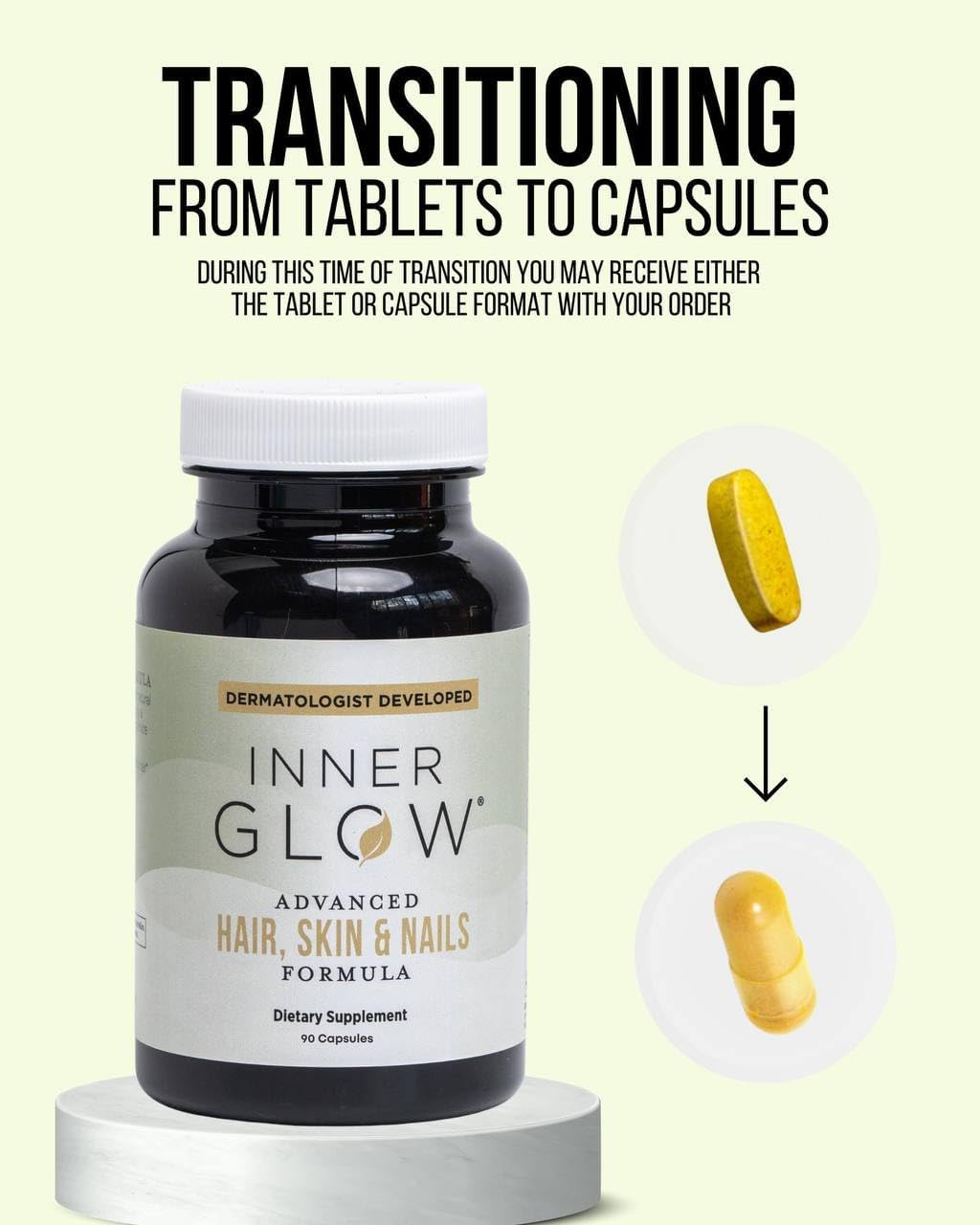 Inner Glow Advanced Hair, Skin & Nails Vitamins – Doctor-Developed Hair Supplement with Biotin, Collagen Peptides