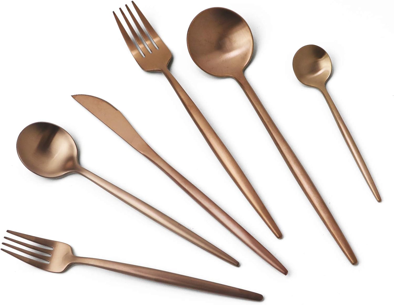 JASHII Luxury 18/10 Rainbow Flatware Set - 304 Stainless Steel Colorful Cutlery - 5-Piece Adaline Royal Modern Satin Finish for Birthday