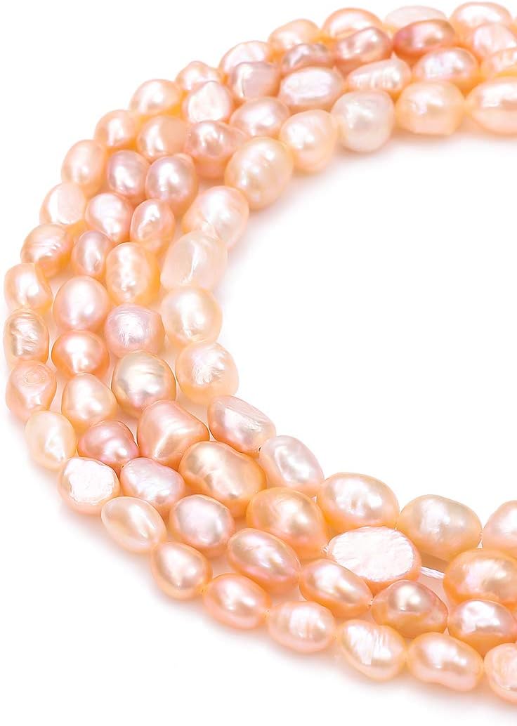 BEADIA Natural Pearl Beads Side Hole 7-8mm Purple Freshwater Cultured Loose Gemstone Beads for DIY Jewelry Making 13.8''/Strand