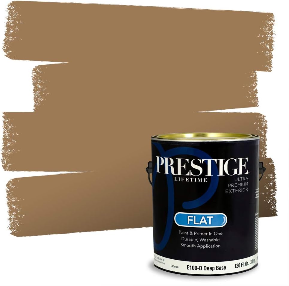 PRESTIGE Paints Exterior Paint and Primer In One, 1-Gallon, Satin, Comparable Match of Sherwin Williams* Relaxed Khaki*