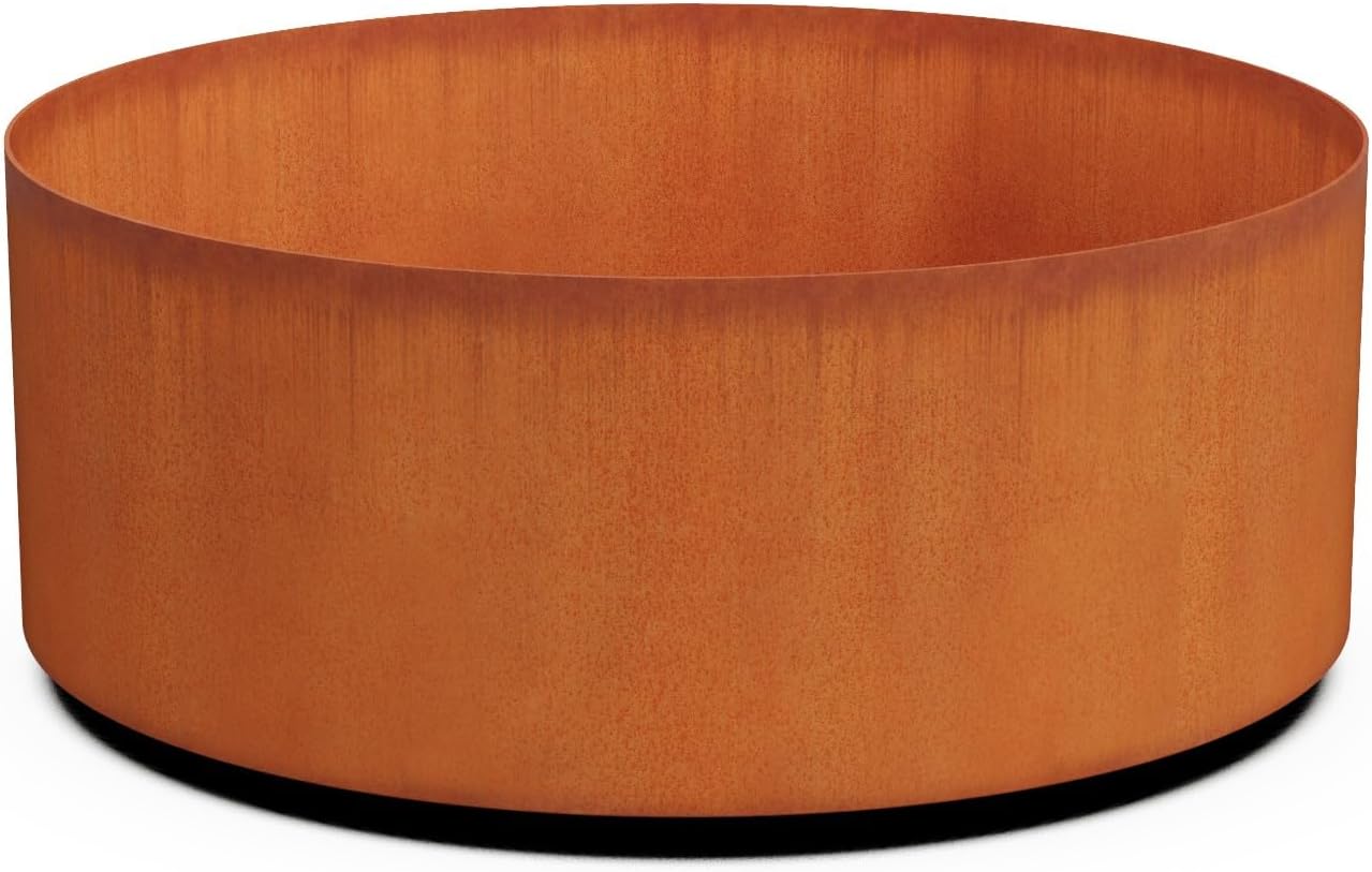 Plantercraft Large Round Planters for Outdoor Plants - 24 Inch Corten Steel Planter for Patio