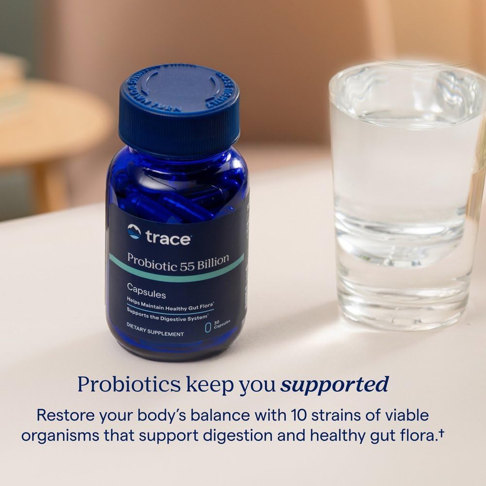 Trace Minerals Probiotic 55 Billion CFU, 30 Capsules | Multi-strain Lactobacillus and Bifidobacterium, enteric-coated delayed release, 1 daily capsule