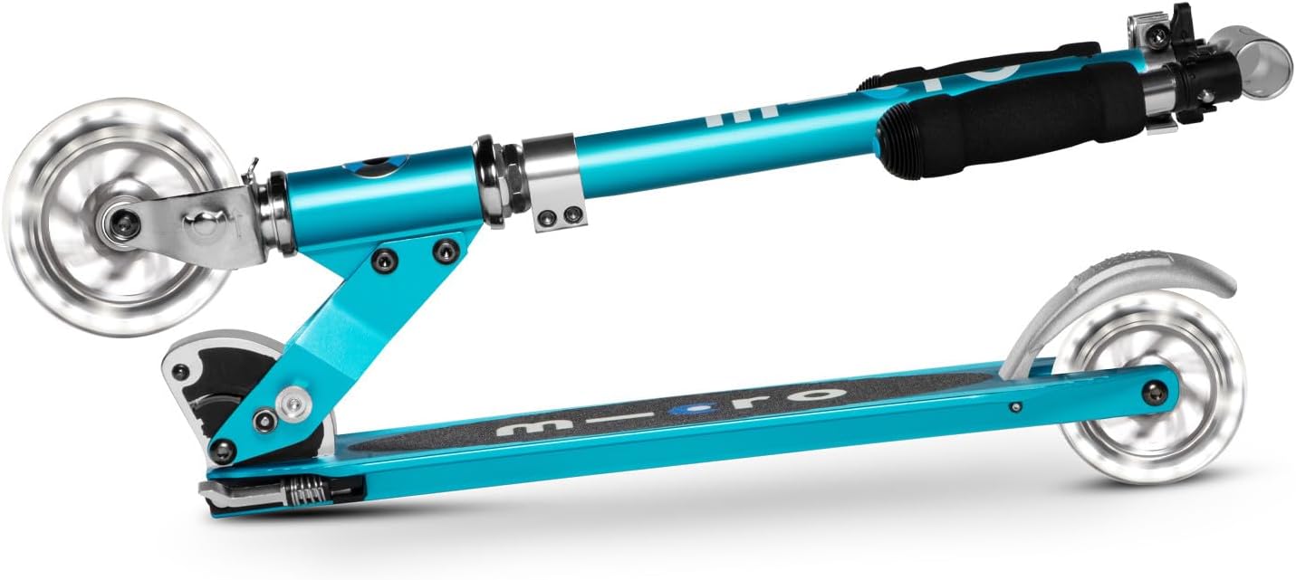 Micro Kickboard | Sprite Foldable LED Scooter for Ages 6+ | Children up to 220 lbs | 2 Wheel | Travel Ready | Adjustable T Bar | Smooth Ride