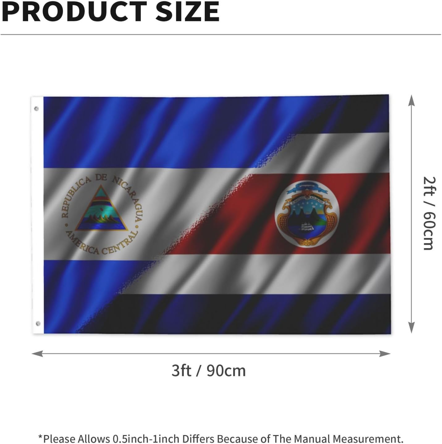 Nicaraguan Nicaragua And American Usa Flag 2x3 Ft Flags Double-Sided Printing Outdoor Indoor Decoration Country Flag 2x3 Foot Polyester Banner