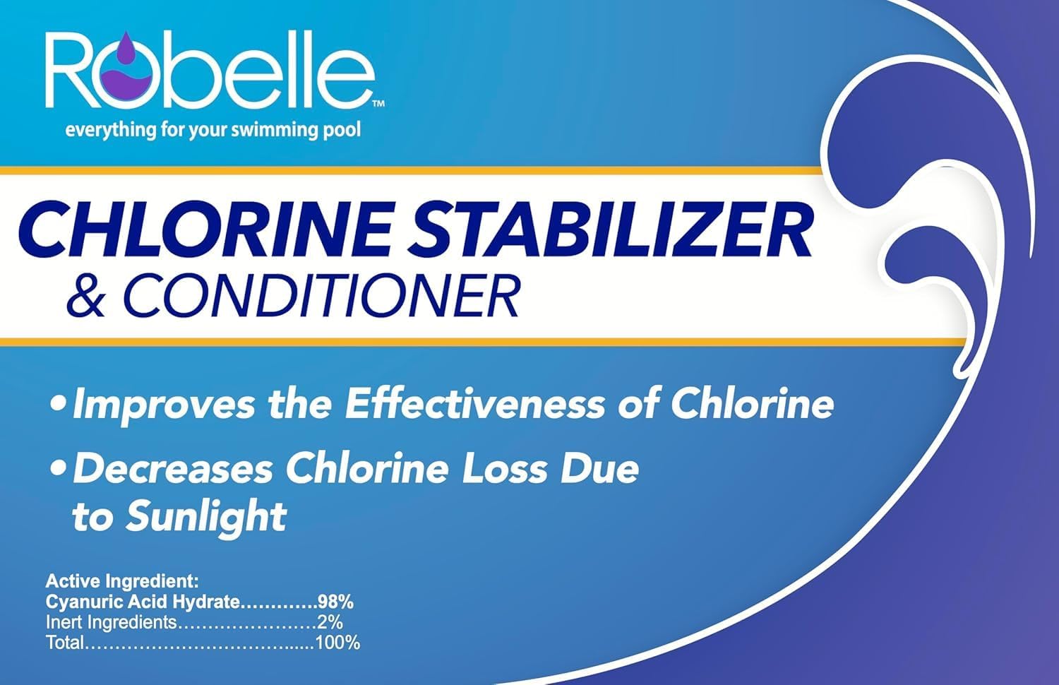 Robelle 1.75-Pound Chlorine Stabilizer and Conditioner, Made in USA | Concentrated Cyanuric Acid for Pools, Pool Stabilizer, Helps Chlorine Last Longer, 6 oz raises CYA 10 ppm per 5,000 gallons