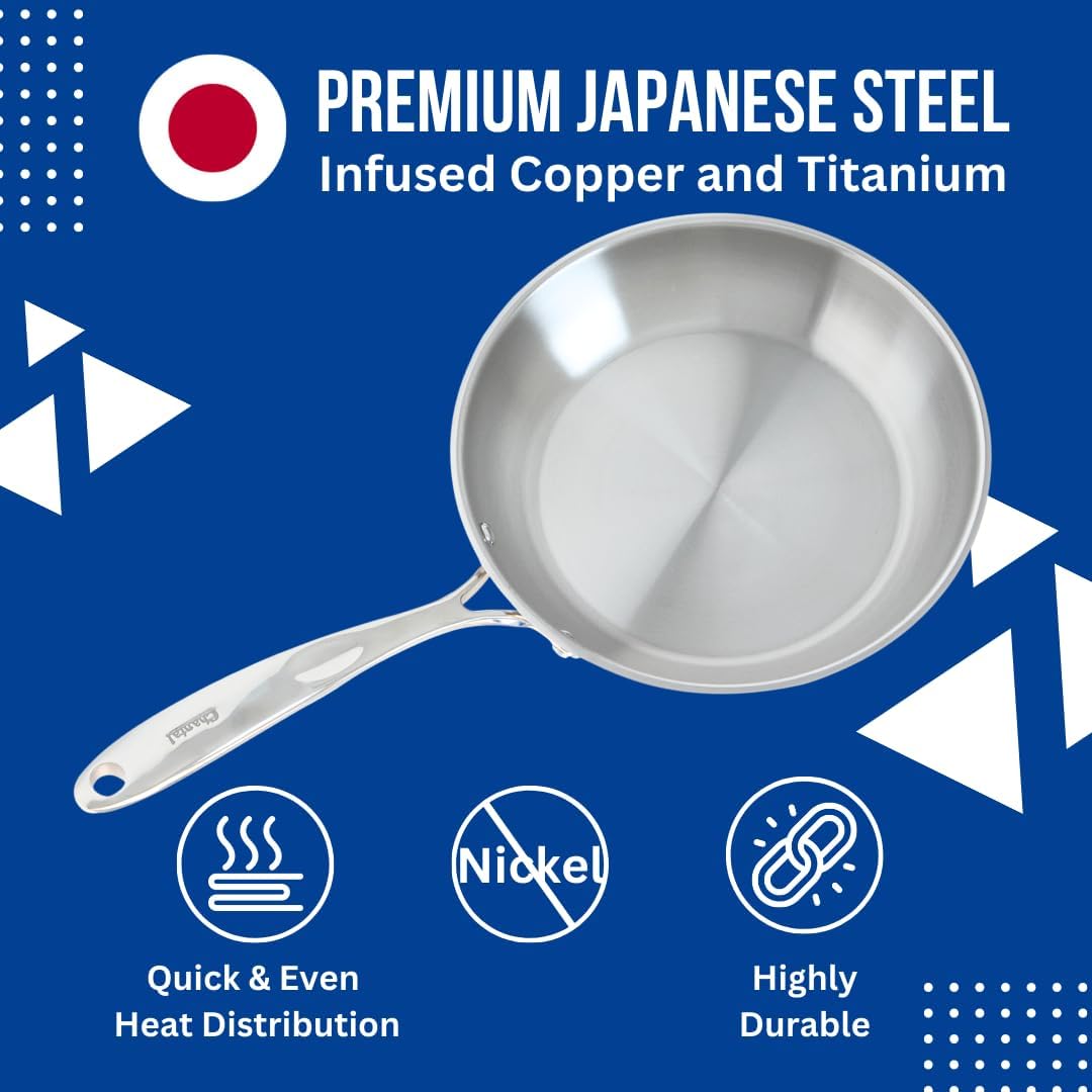 Chantal Induction 21 Steel 1 quart NonStick Saucepan with Tempered Glass Lid, Ceramic Non Stick, Brushed Stainless Steel