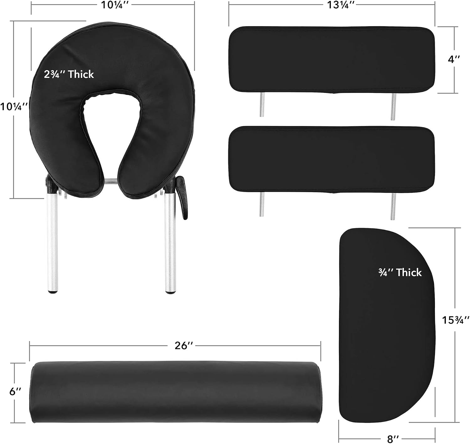Saloniture Professional Portable Massage Table with Backrest - Black