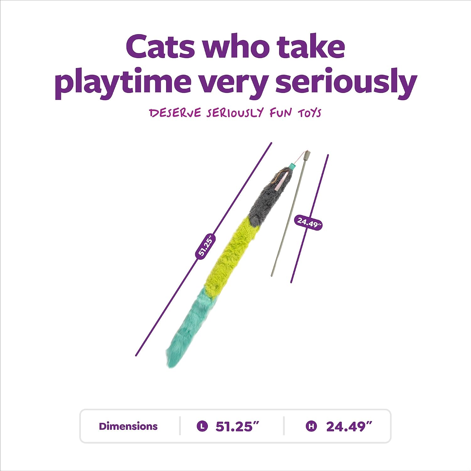 SmartyKat Frisky Flyer Feather Wand Cat Toy, Extendable Up to 24" - Blue, One Size