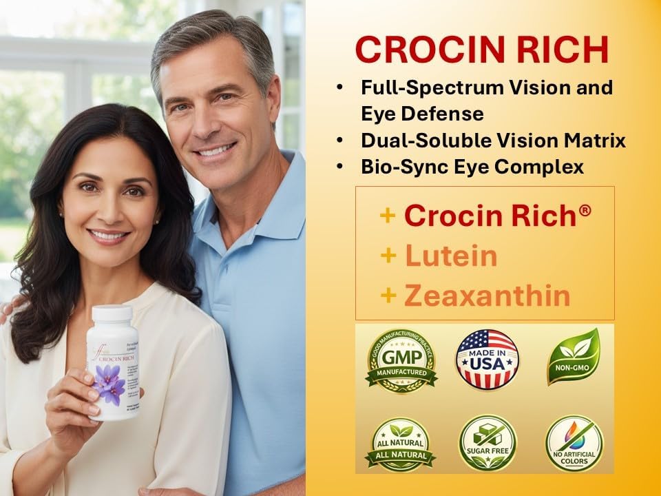 Eye Health Supplement for Vision, Macular & Eye Pressure | Crocin Rich 60CT