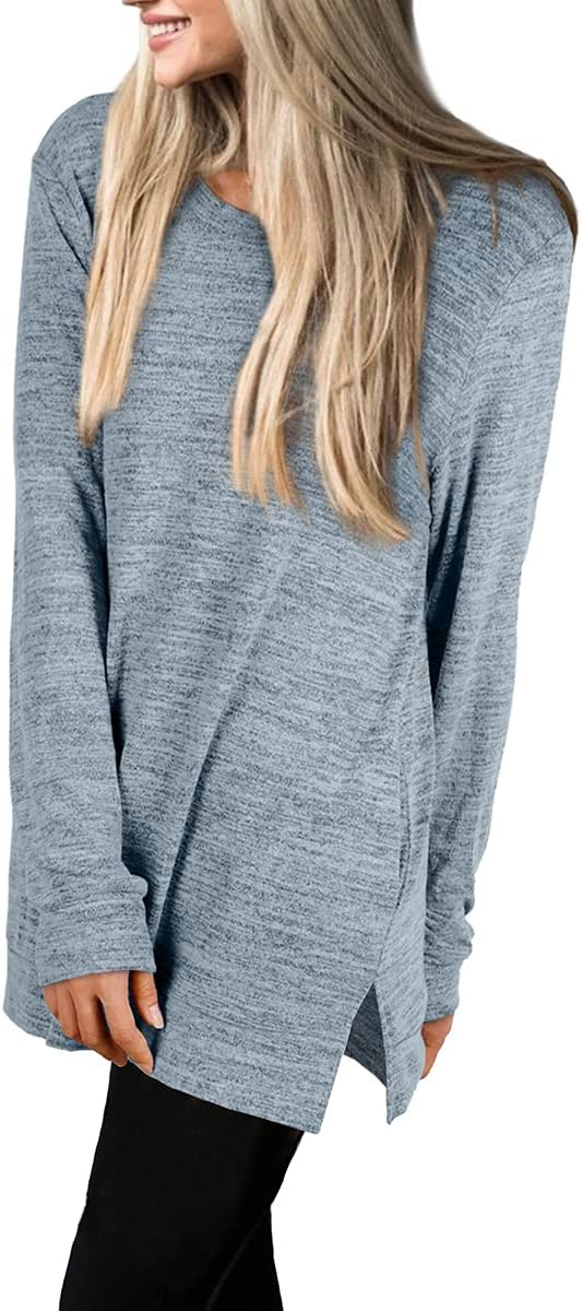 XIEERDUO Womens Casual Sweatshirts Long Sleeve Shirts Oversized With Pocket Tunic Tops S-3XL