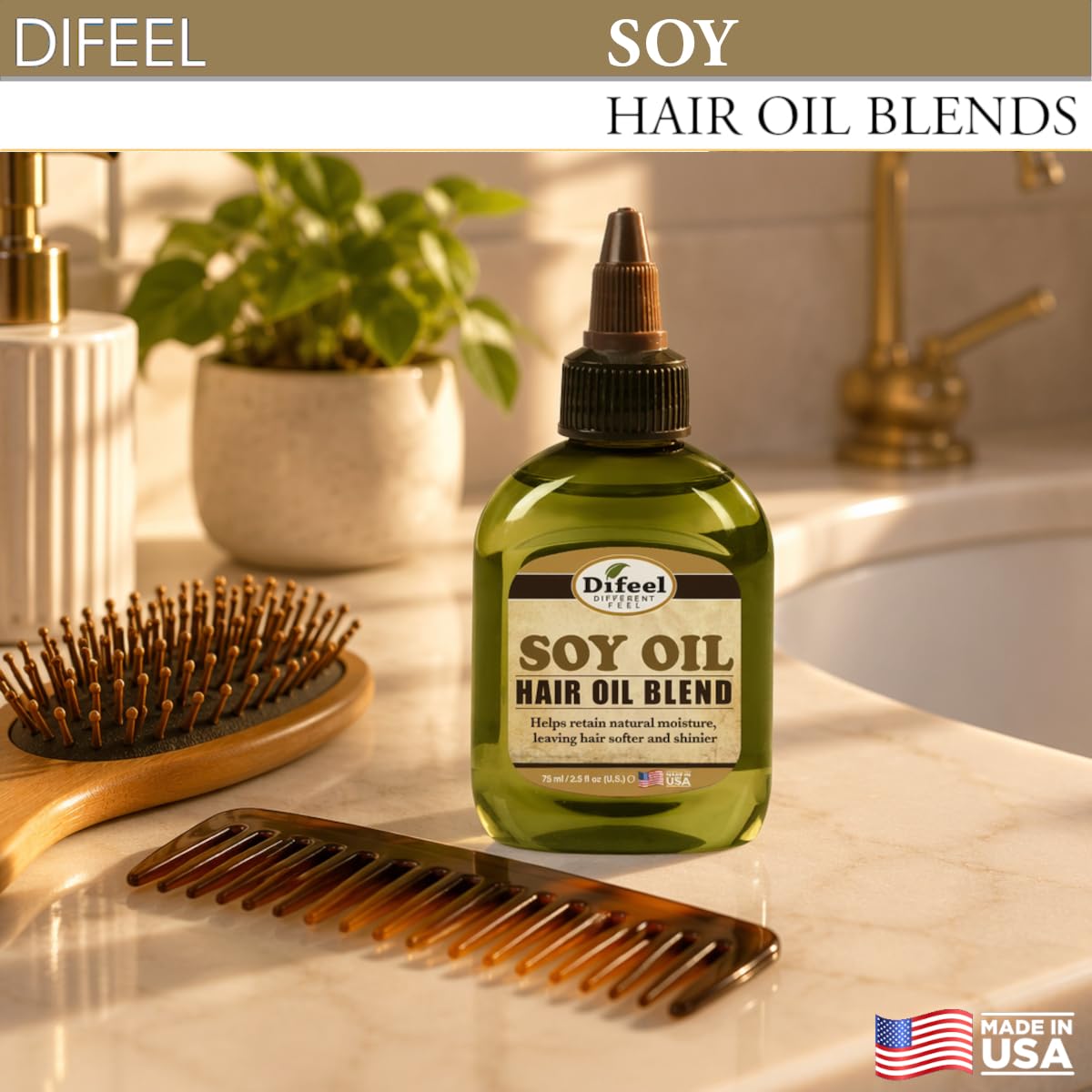 Difeel Soy Hair Oil Blend - Travel Size 2.5 Ounce