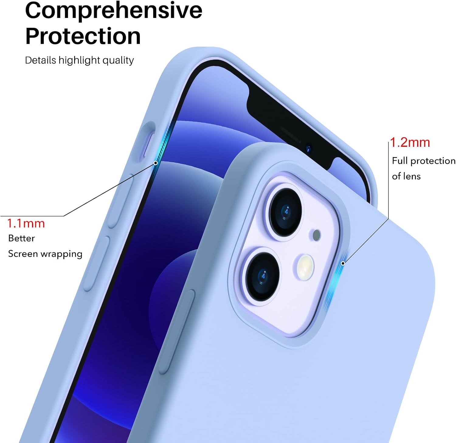 ORNARTO for iPhone 12 Mini Case, Slim Liquid Silicone Cover, Navy Blue