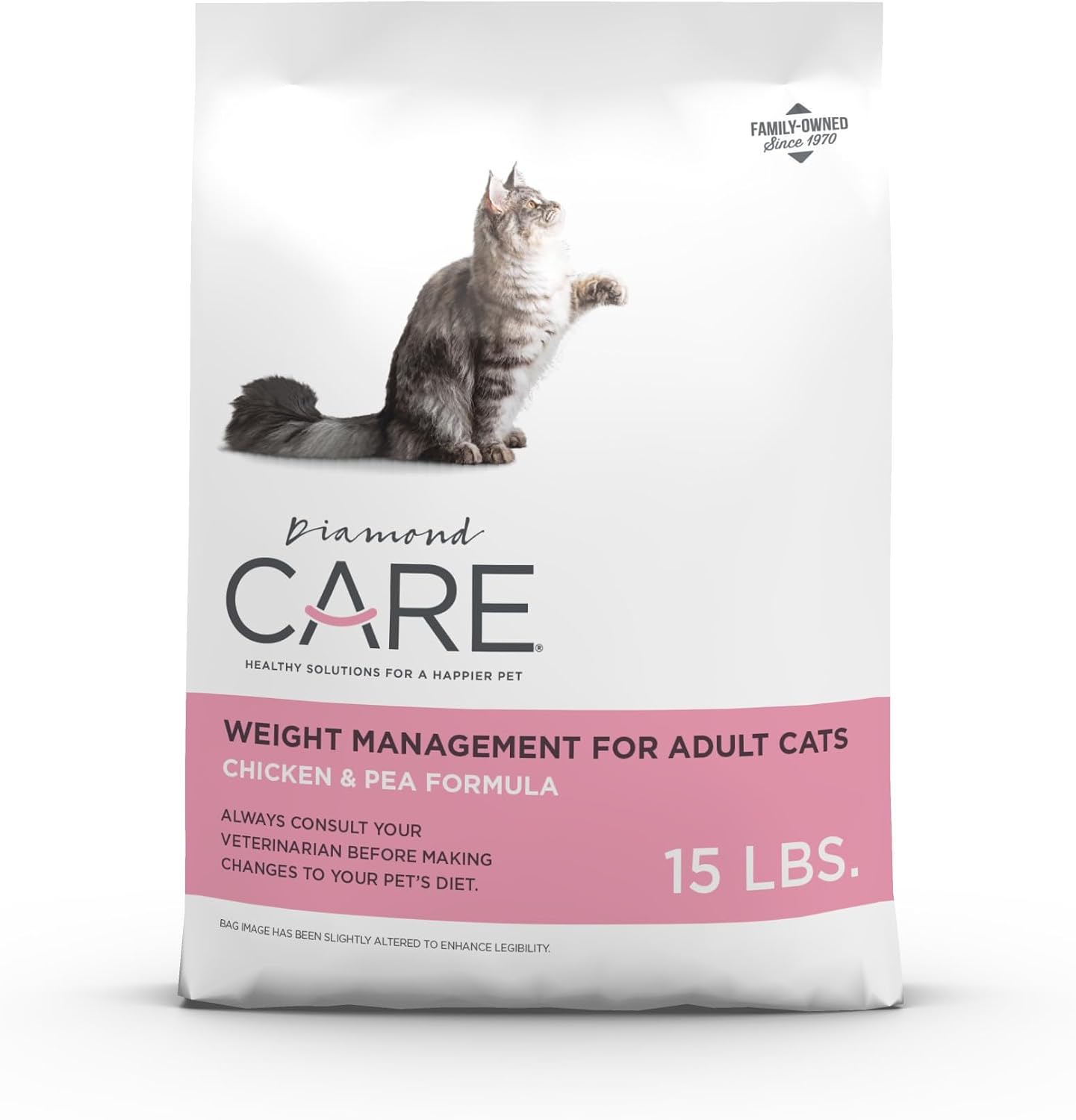 DIAMOND CARE Weight Management Adult Dry Cat Food, Chicken, 15lb | For Cats with Weight Control Issues | L-Carnitine Aids in Fat Metabolism | Taurine for Heart & Eye Health