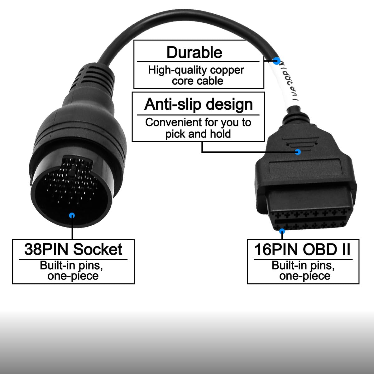 OBD OBD2 16 Pin Connector Diagnostic Adapter Cable Compatible for BMW 20 Pin
