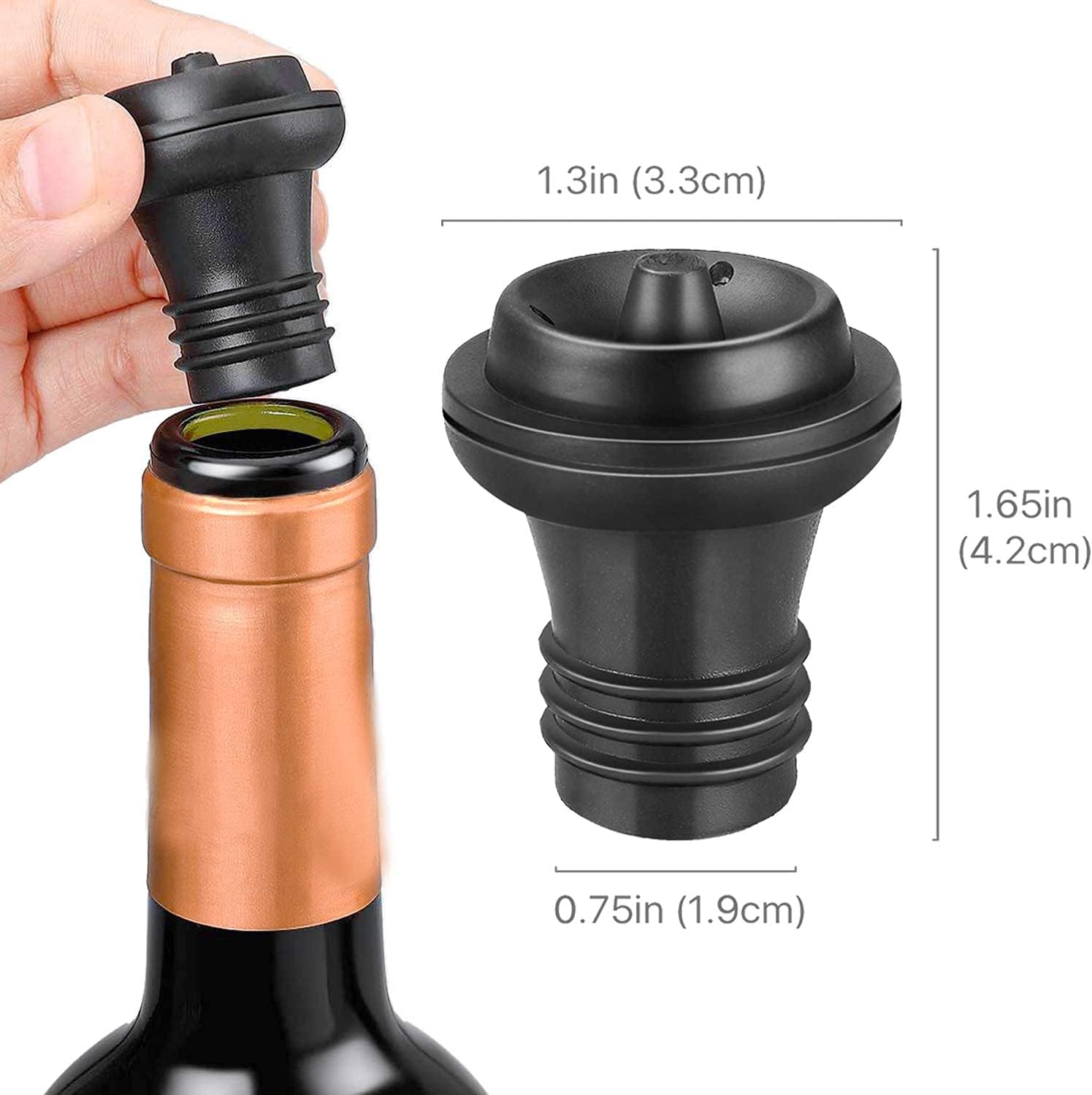 Wine Saver Vacuum Stoppers - Set of 6 Rubber Stoppers for Wine Preservation