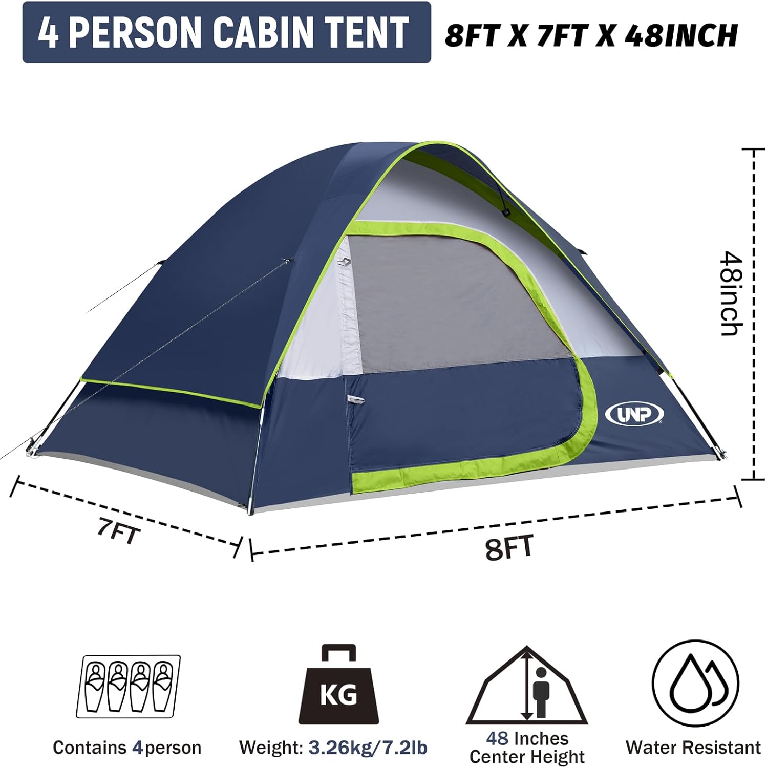 Camping Tent 2-4 Person, Waterproof Windproof Tent with Rainfly Easy Set up-Portable Dome Tents for Camping…