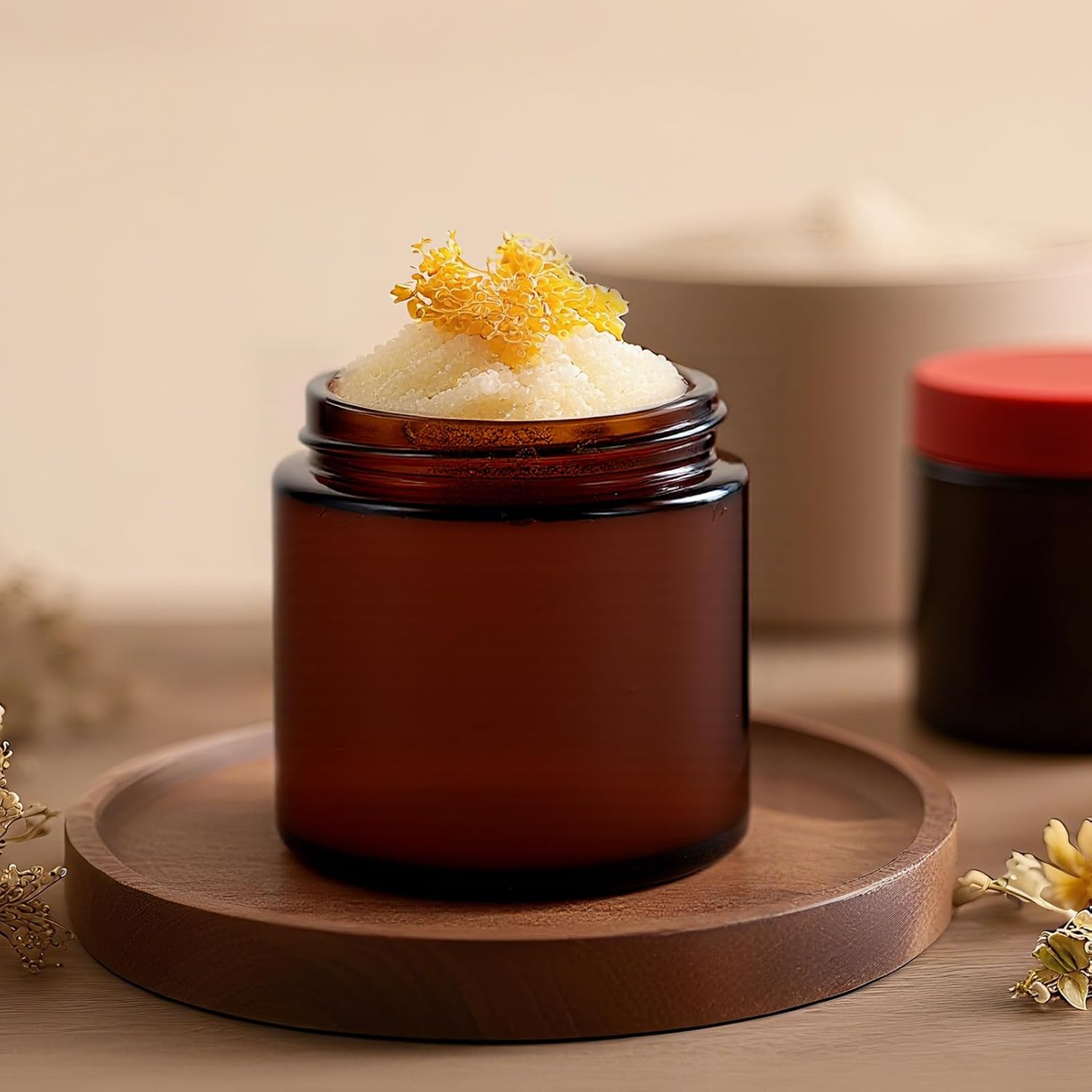 2 oz Glass Jars with Lids, Hoa Kinh 24 Pack Clear Small Cosmetic Glass Jars
