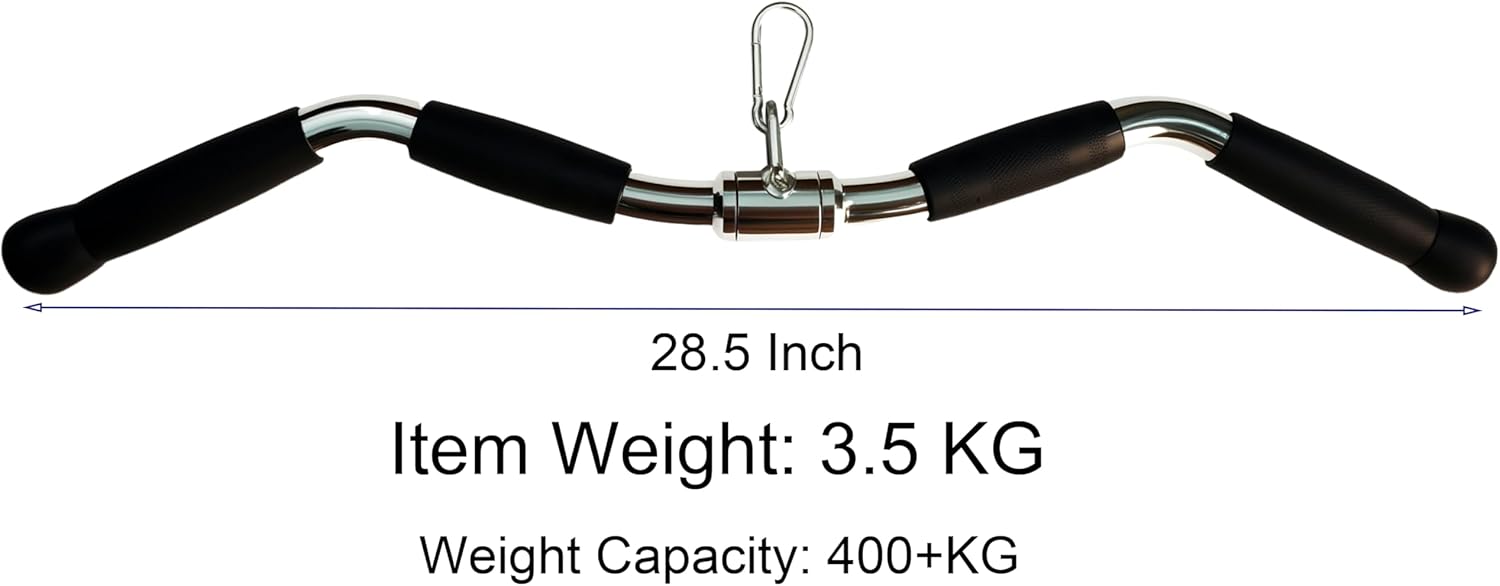 Revolving Lat Pulldown Bar for Cable Machine, Straight Bar with Rubber Grip - Tricep Press Down, Curl & Back Exercise Attachment for Home Gym