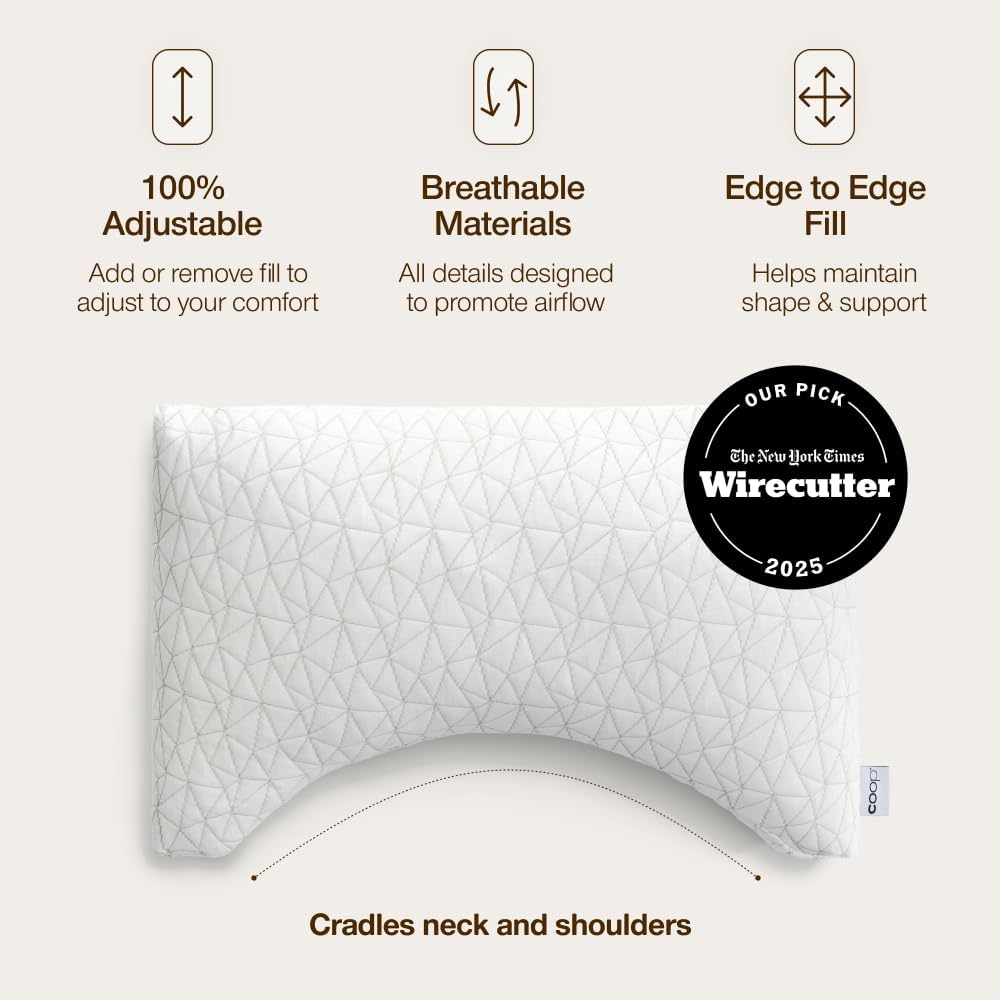 Coop Home Goods Original Adjustable Pillow, Queen Size Bed Pillows for Sleeping, Cross Cut Memory Foam Pillows - Medium Firm Back, Stomach and Side Sleeper Pillow, CertiPUR-US/GREENGUARD Gold
