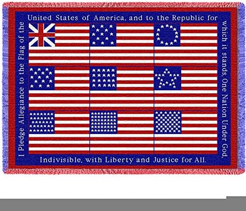 United States American Flag Blanket - Gift Soft Tapestry Throw Woven from Cotton - Made in The USA (69x48)