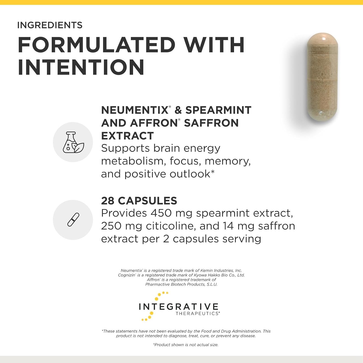 Integrative Therapeutics Neurologix - with Saffron and CDP-Choline - Nootropic Supplement for Brain Health*- Focus* - Memory Support* - Vegan