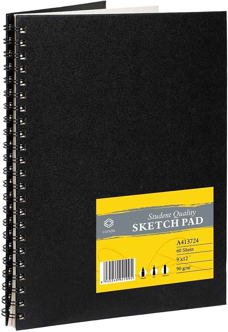 conda 8.5"x11" Sketch Book, 80 Sheets (68 lb/100gsm), Spiral Bound Artist Sketch Pad, Durable Acid Free Drawing Paper for Drawing Painting