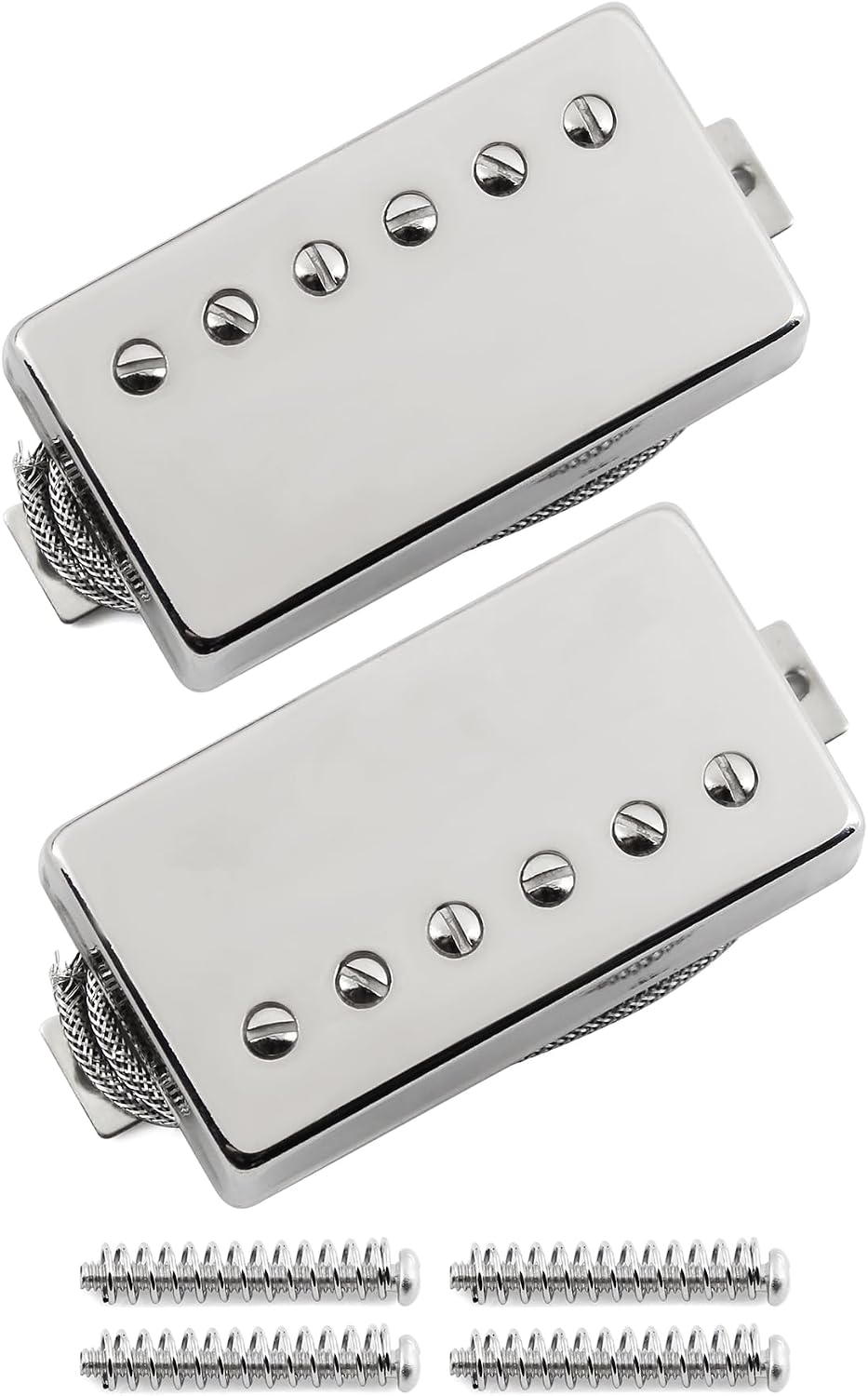 FLEOR Alnico5 Guitar Humbucker Pickup Set Chrome Bridge & Neck Pickups Compatible with LP style Guitar Part