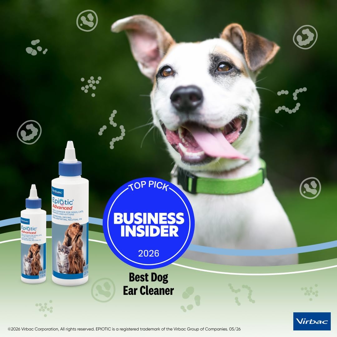 Epiotic Advanced Ear Cleanser|Gentle Ear Cleanser for Dogs and Cats | Neutral pH routine dog ear wash and cat ear cleaner dries wet ears, cleanses wax & debris to smell fresh and clean