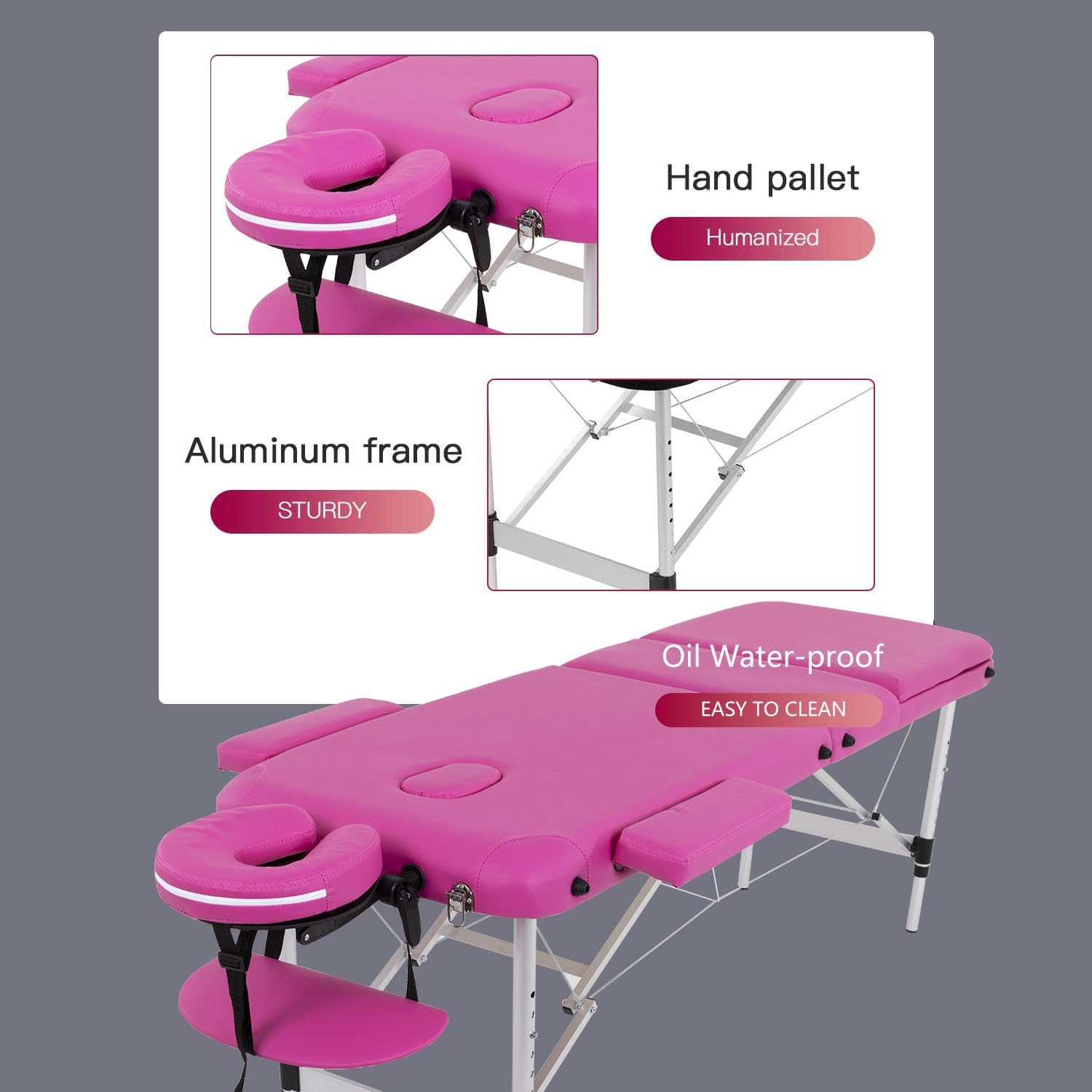 BestMassage Aluminium Massage Bed Portable Massage Table 28 inch Wide Lash Bed Height Adjustable 3 Folding Spa Table with Non-Woven Bag for Spa Footmassage Facial CareSpa Tattoo
