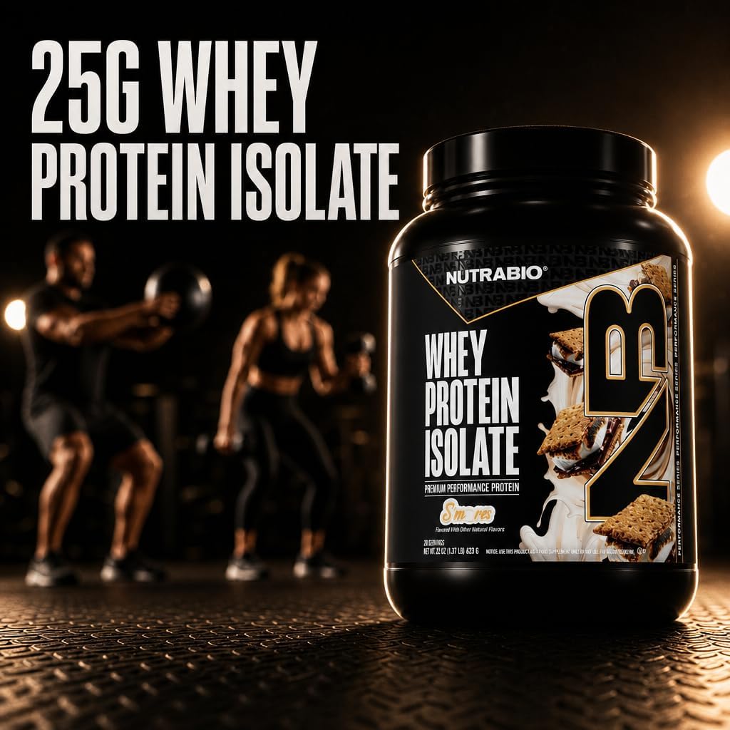 NutraBio 100% Whey Protein Isolate Protein Powder, 25g Protein with Complete Amino Acid Profile, Non-GMO, Soy & Gluten Free, Low Carb, Low Calorie Whey Protein Powder, Raw Unflavored, 20 Servings