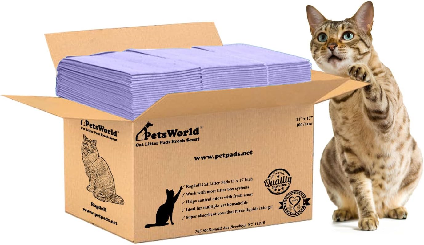 PetsWorld Universal Fit Cat Pad Refills for Litter Box, Fresh Scent, Odor Control, Pack of 200