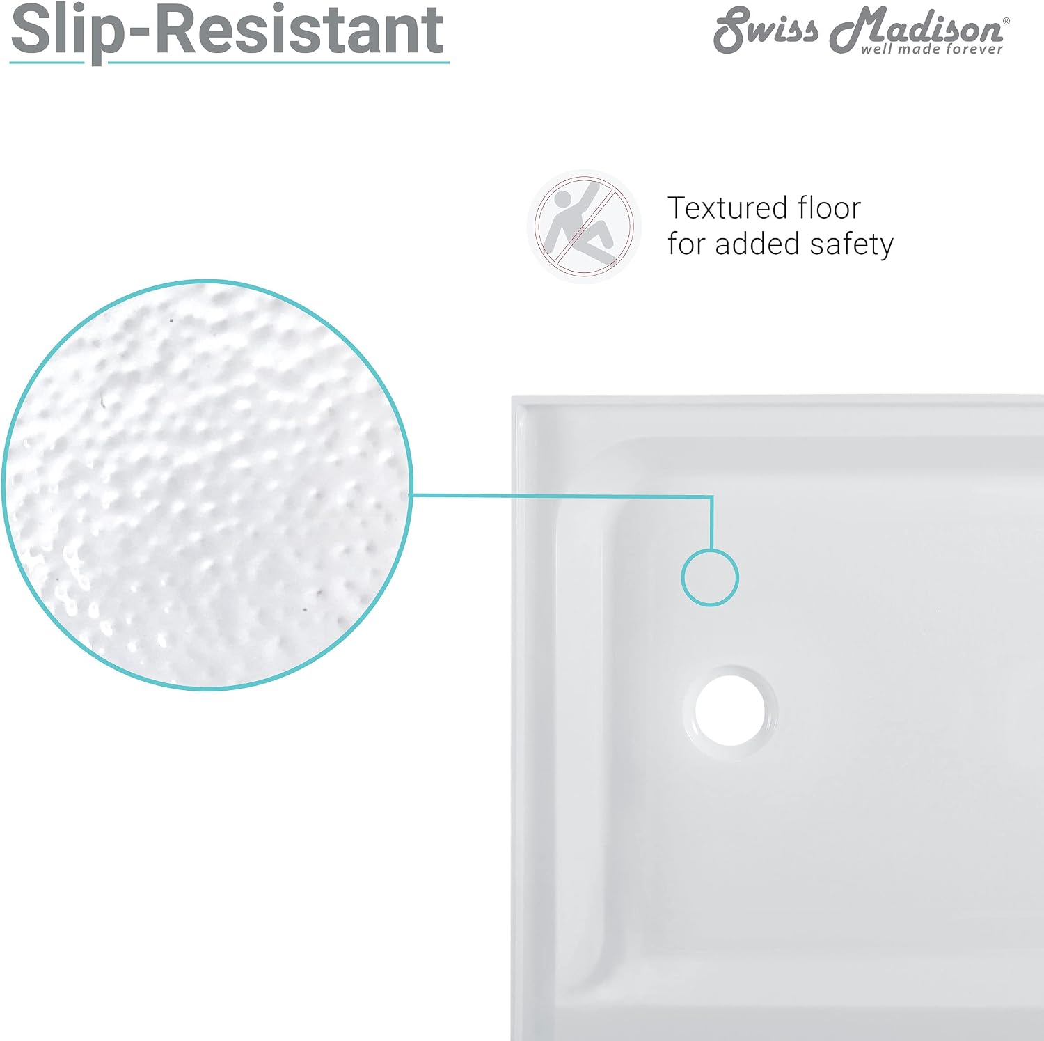 Voltaire 60" x 32" Single-Threshold, Right-Hand Drain, Shower Base in Gray