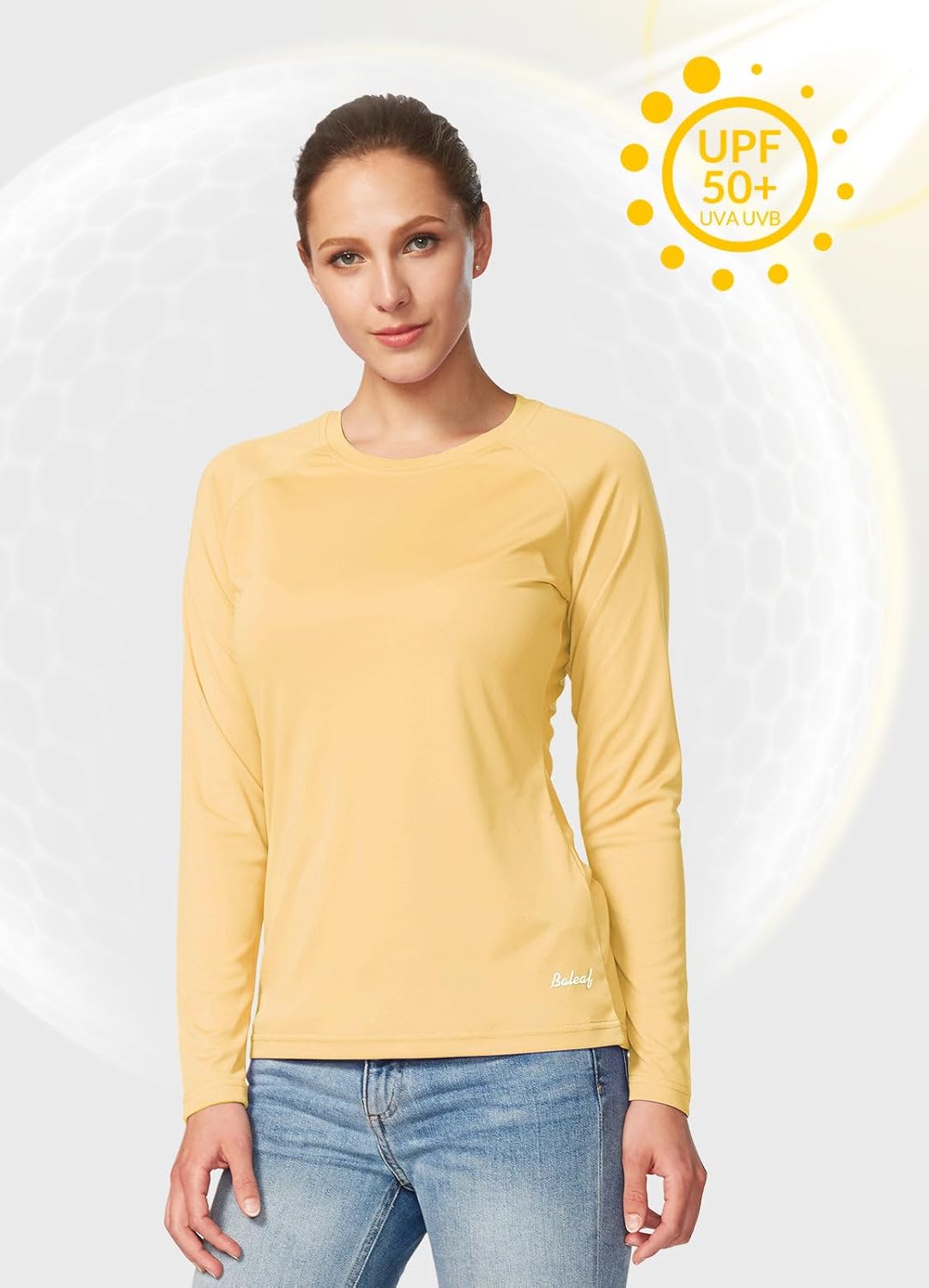 baleaf Women's UPF 50+ Sun Shirts Long Sleeve Stretchy Quick Dry | Lightweight, Rash Guard, UPF 50+ Sun Protection, Breathable Comfort material for Hking Workout, Excellent for hot weather