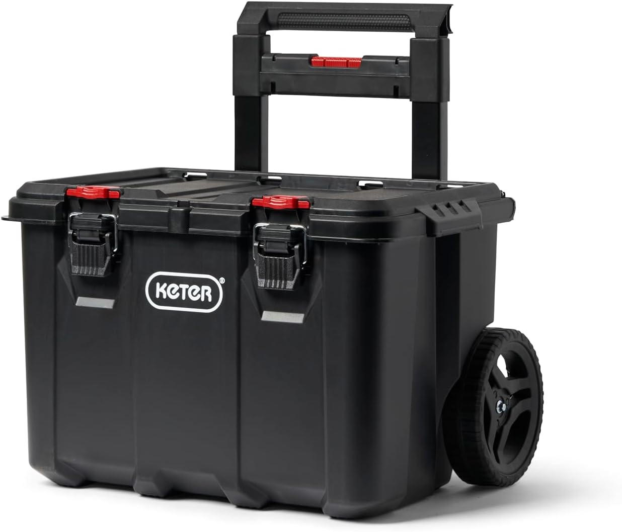 Keter Masterloader Resin Rolling Tool Box with Locking System and Removable Bins – Perfect Organization and Storage Chest for Power Drill, Tape Measure, and Screwdriver Set, Black | Black, Heavy Duty, Weatherproof, All Terrain Wheels, Durable, Easy Slide…