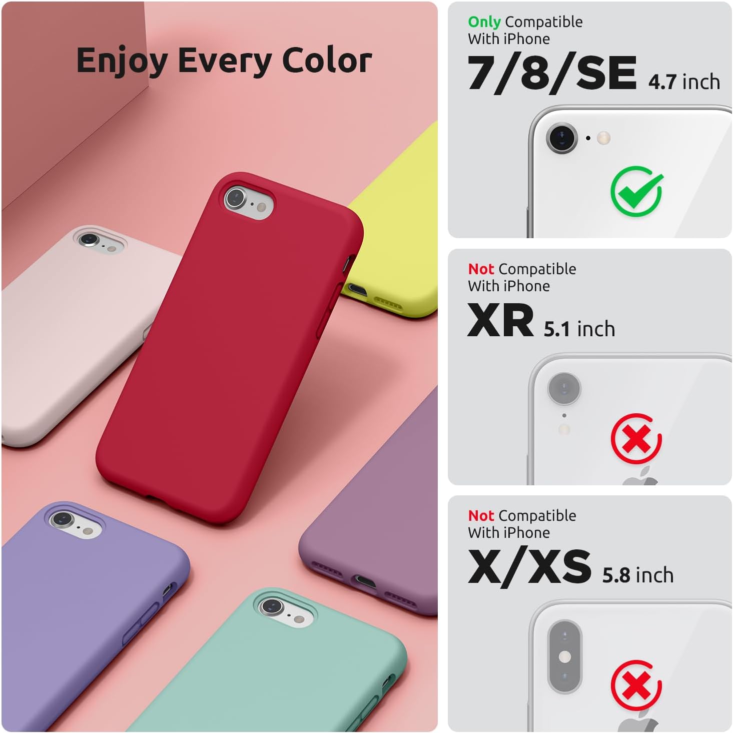 SURPHY Designed for iPhone SE Case, iPhone 8 Case, iPhone 7 Case, Liquid Silicone Phone Case for iPhone se 3rd 2nd SE 2022 SE 2020, Blue