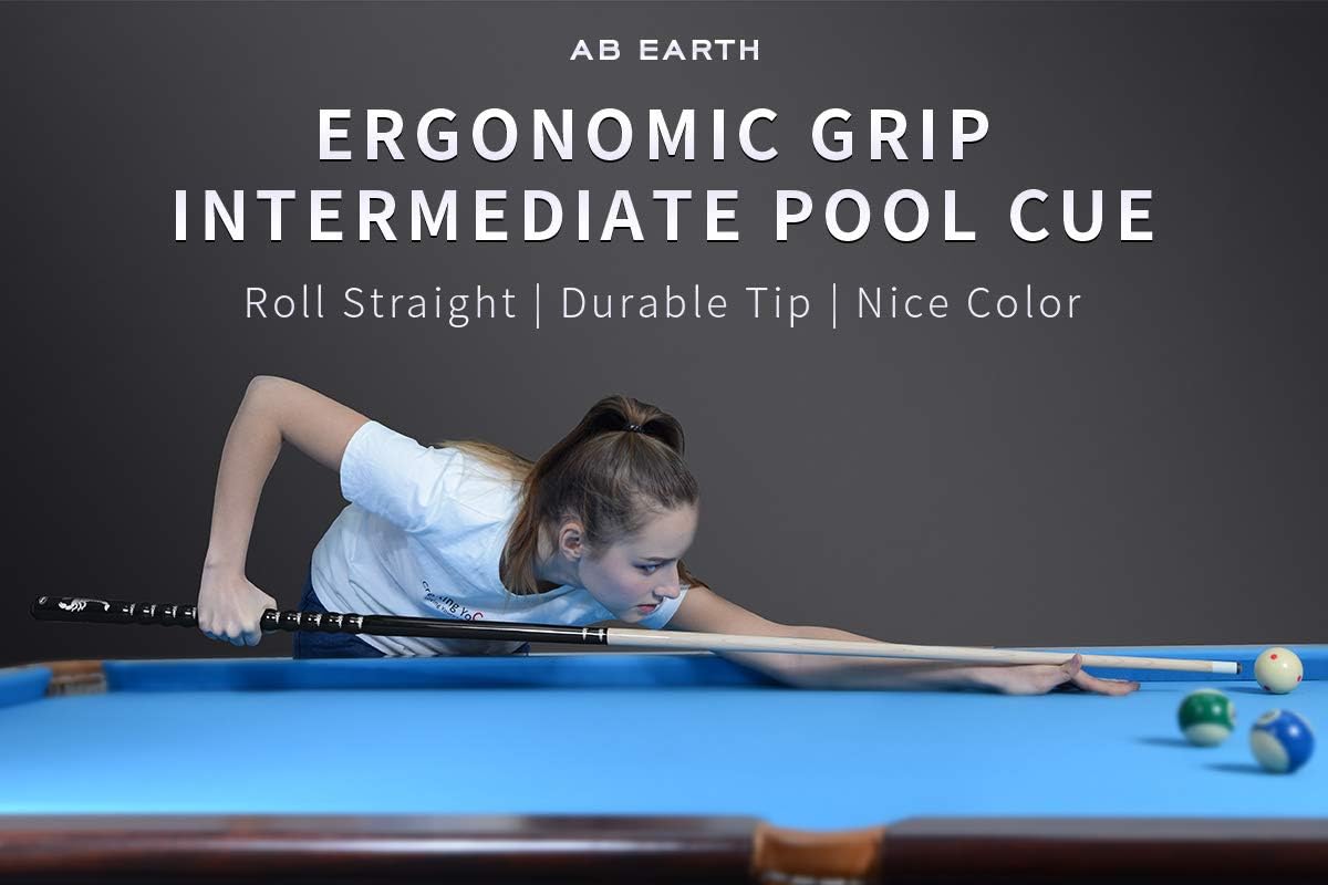 Ergonomic Design 58" Maple Pool Cue Stick Kit with Hard Case | 13mm Tip