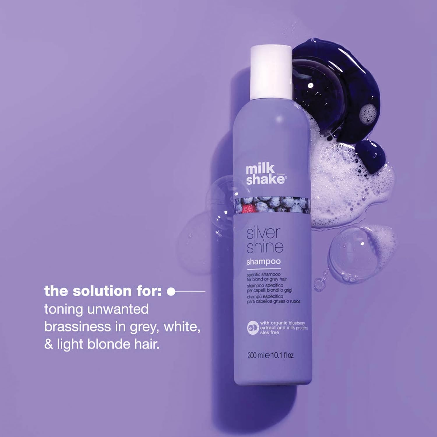 milk_shake silver shine shampoo | purple shampoo to help reduce yellow and brass in white