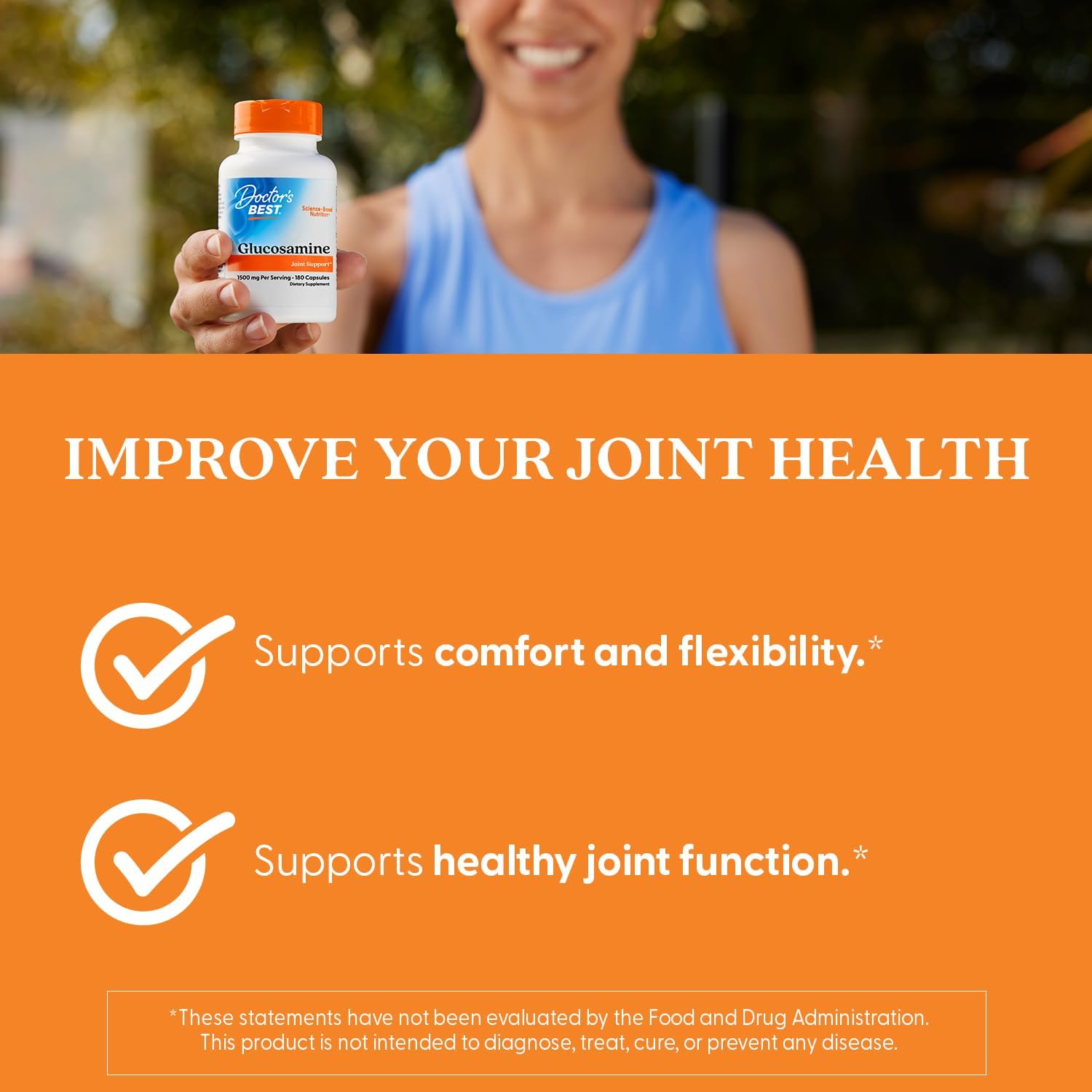 Doctor's Best Glucosamine Supplement for Men & Women - Glucosamine 1500mg Per 2 Capsules, Joint Health Support for Adults, Gluten Free, Non GMO