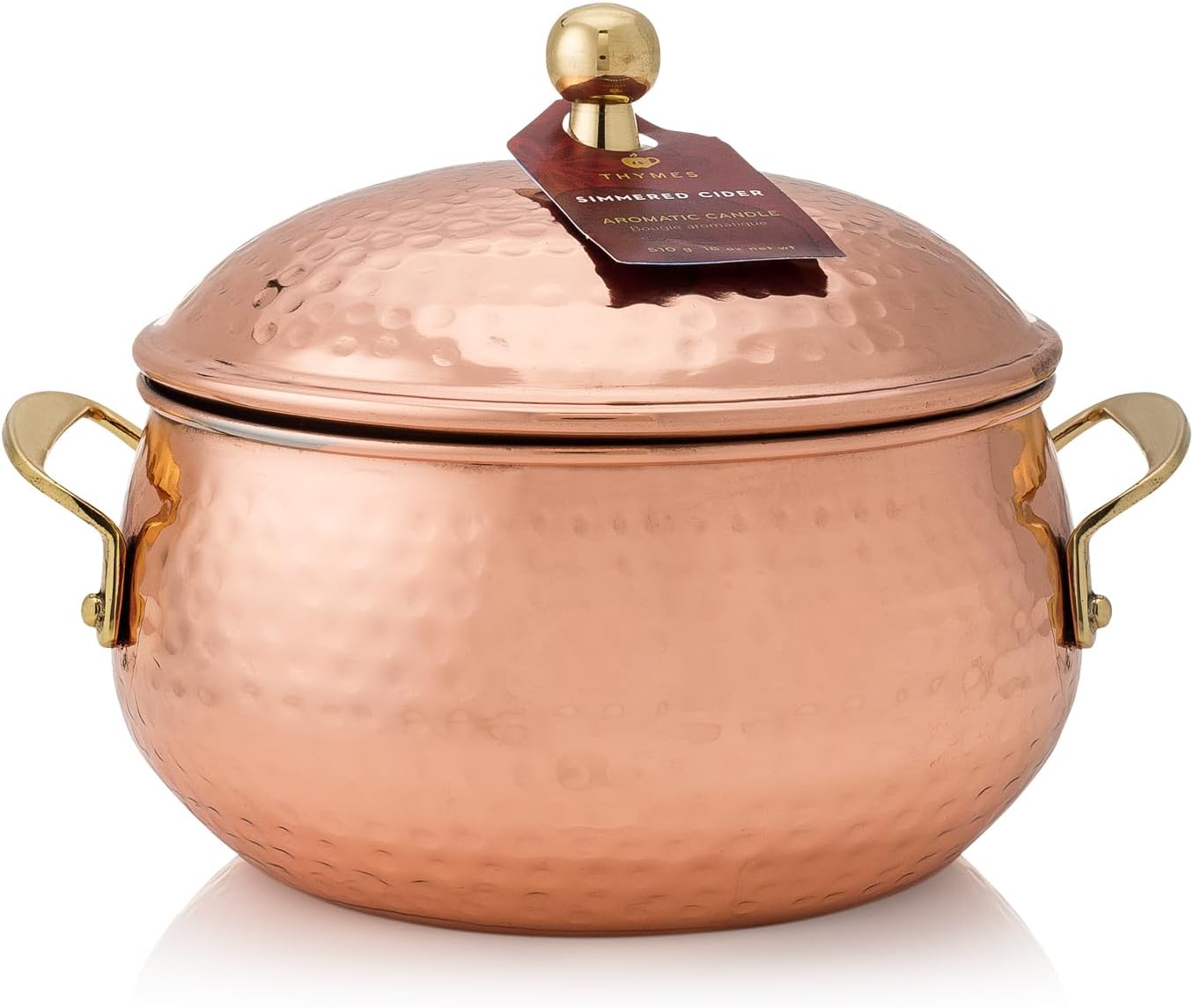 Thymes Simmered Cider Copper Candle - Warm & Spicy Apple Scented Candles for Home - Notes of Apple, Clove, and Cardamom - Luxury Gifts for Women - Fall Decor - 3 Wick (Copper Pot, 18 oz)