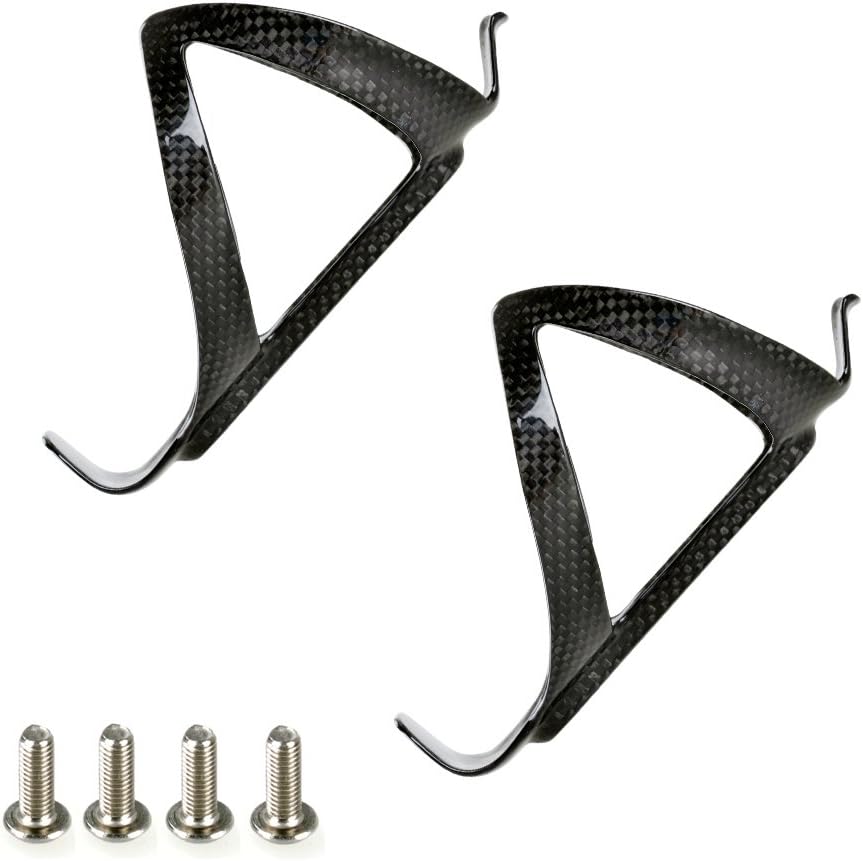 Black Carbon Fiber Lightweight Bicycle Water Bottle Cage for Cycling-2 Pack | 0.8 Oz/p, for 2.91-3.54" Diameter Bottles, Bottle Cage for Cycling